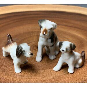 Vintage Miniature Porcelain Dog Figurines Set of 3